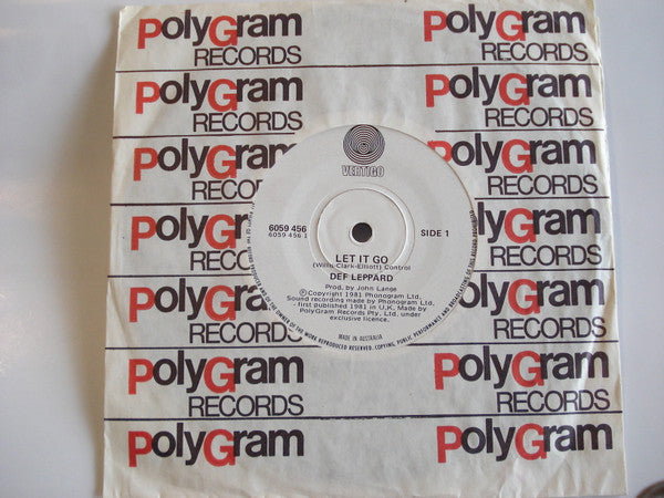 Def Leppard : Let It Go (7", Single)