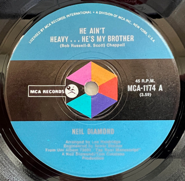 Neil Diamond : He Ain't Heavy ... He's My Brother (7", Single)