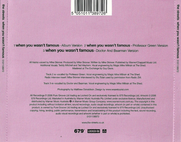 The Streets : When You Wasn't Famous (CD, Single)