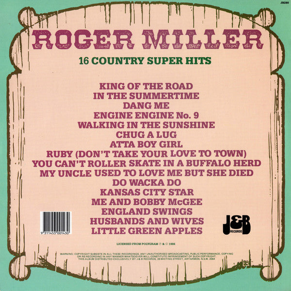Roger Miller : 16 Country Super Hits (LP, Album, Comp)