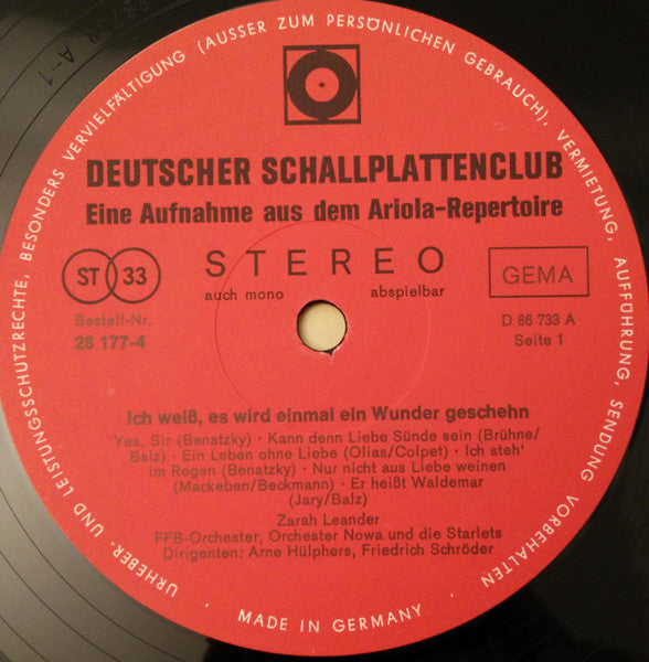 Zarah Leander : Ich Weiß, Es Wird Einmal Ein Wunder Geschehn (2xLP, Comp, Club, S/Edition)