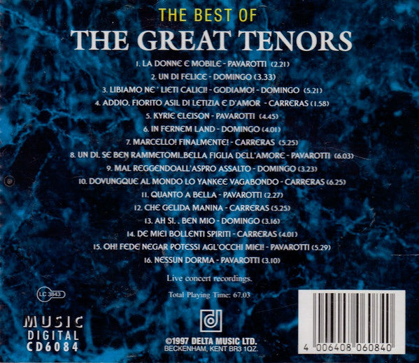 José Carreras / Luciano Pavarotti / Placido Domingo : The Best Of The Great Tenors (CD, Comp)