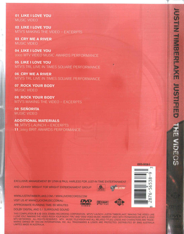 Justin Timberlake : Justified The Videos (DVD)