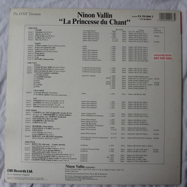 Ninon Vallin : La Princesse Du Chant (2xLP, Comp, Gat)