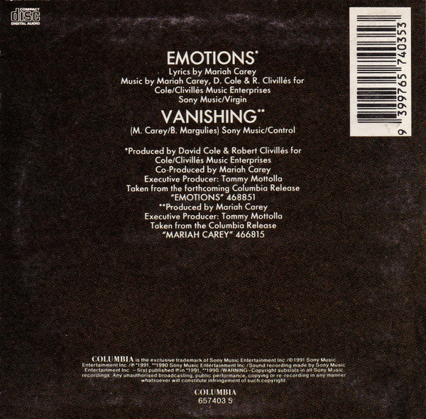 Mariah Carey : Emotions (CD, Single, Car)