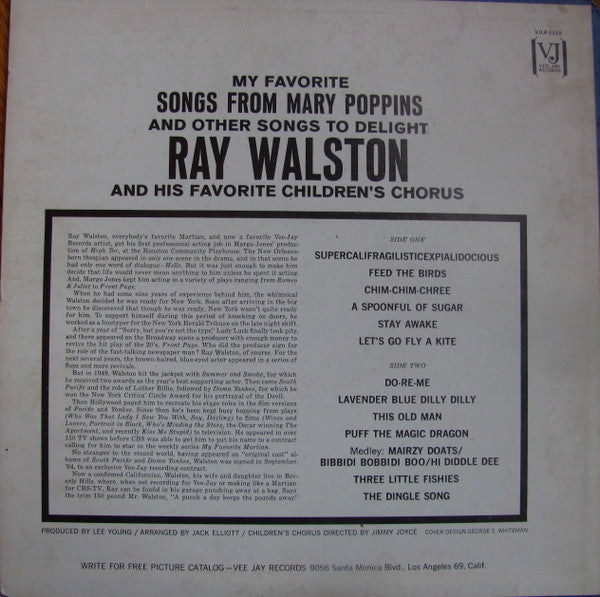 Ray Walston : My Favorite Songs From Mary Poppins And Other Songs To Delight (LP, Album)