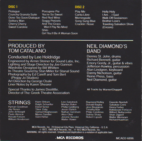 Neil Diamond : Hot August Night (2xCD, Album, RE)