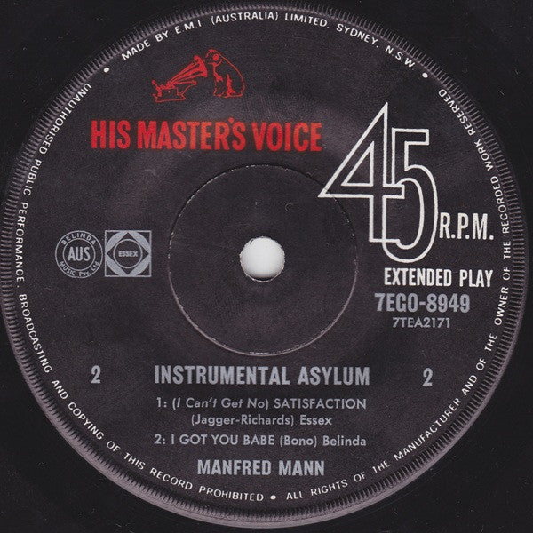 Manfred Mann : Instrumental Asylum (7", EP, Mono)