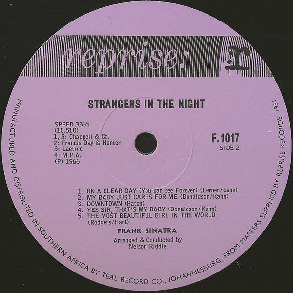 Frank Sinatra : Strangers In The Night (LP, Album, Mono)