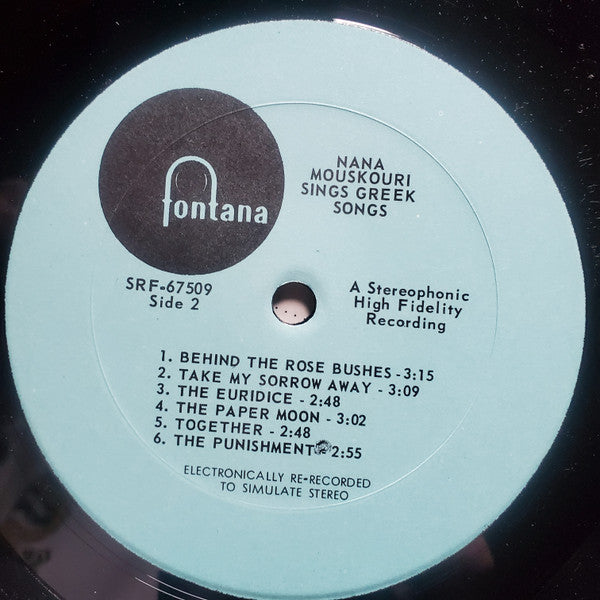 Nana Mouskouri : Sings Greek Songs By Manos Hadjidakis (LP)