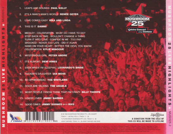 Various : Mushroom 25 Live Highlights (CD, Comp, Mixed, D.A)