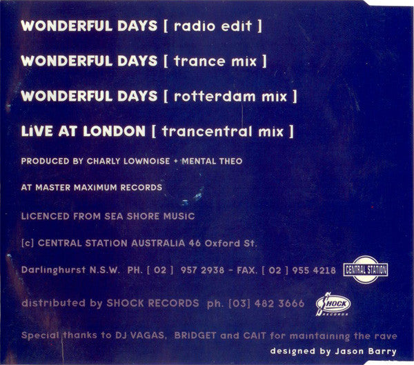 Charly Lownoise & Mental Theo : Wonderful Days (CD, Single)