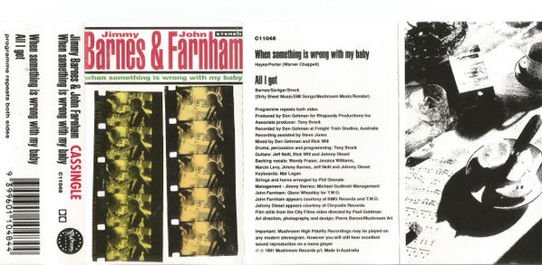 Jimmy Barnes & John Farnham : When Something Is Wrong With My Baby (Cass, Single)