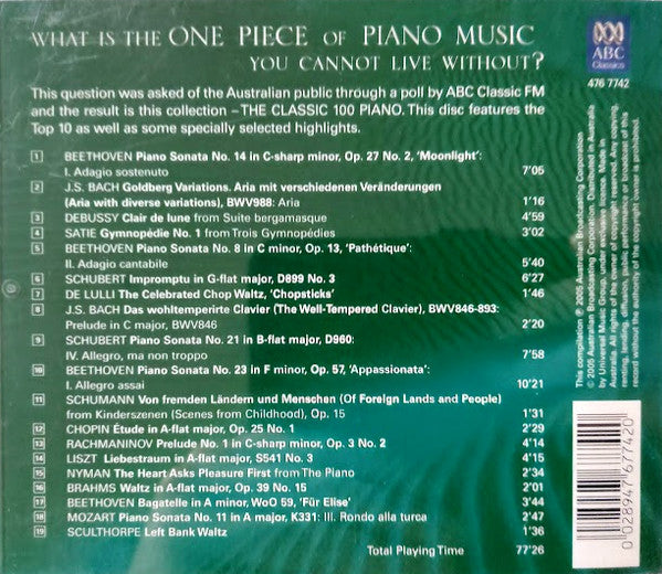 Various : The Classic 100 Piano: The Top 10 & Selected Highlights (CD, Comp)