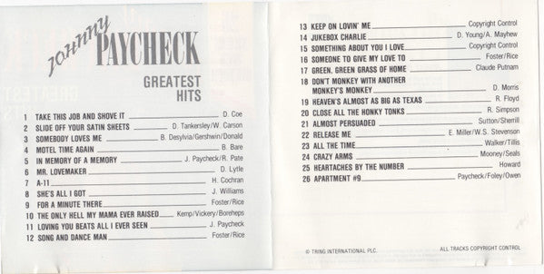 Johnny Paycheck : Greatest Hits (CD, Comp)
