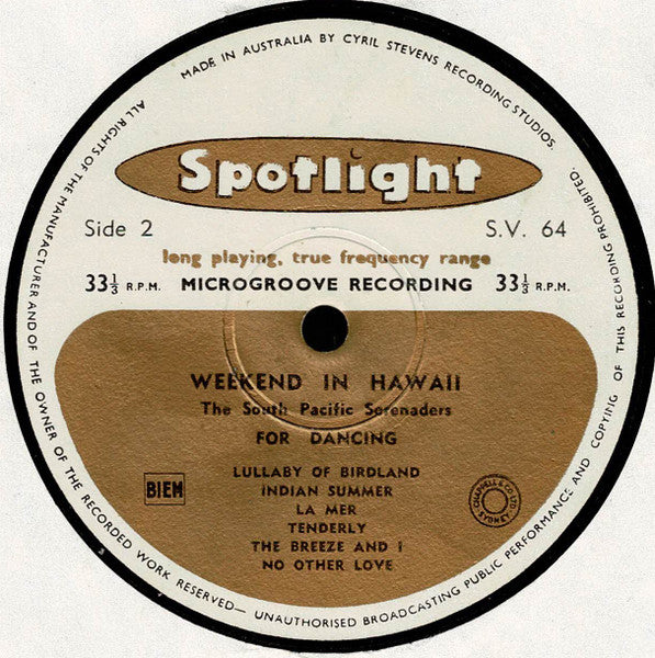 The South Pacific Serenaders : Weekend In Hawaii (LP, Album)