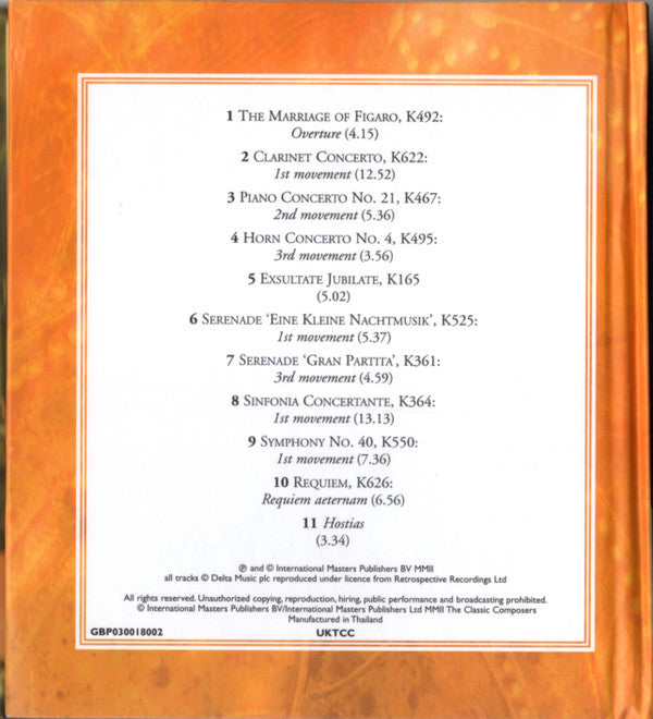 Wolfgang Amadeus Mozart : Musical Masterpieces (CD, Comp, Har)