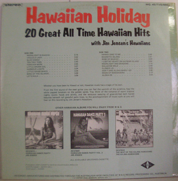 Jim Jensen's Hawaiians : Hawaiian Holiday: 20 Great All Time Hawaiian Hits (LP, Album)