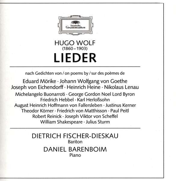 Hugo Wolf, Dietrich Fischer-Dieskau, Daniel Barenboim : Lieder (6xCD, RM + Box, Comp)