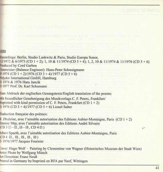 Hugo Wolf, Dietrich Fischer-Dieskau, Daniel Barenboim : Lieder (6xCD, RM + Box, Comp)