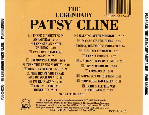 Patsy Cline : The Legendary Patsy Cline (CD, Comp)