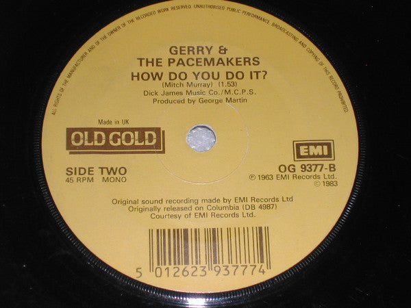 Gerry & The Pacemakers : You'll Never Walk Alone / How Do You Do It? (7", RP)