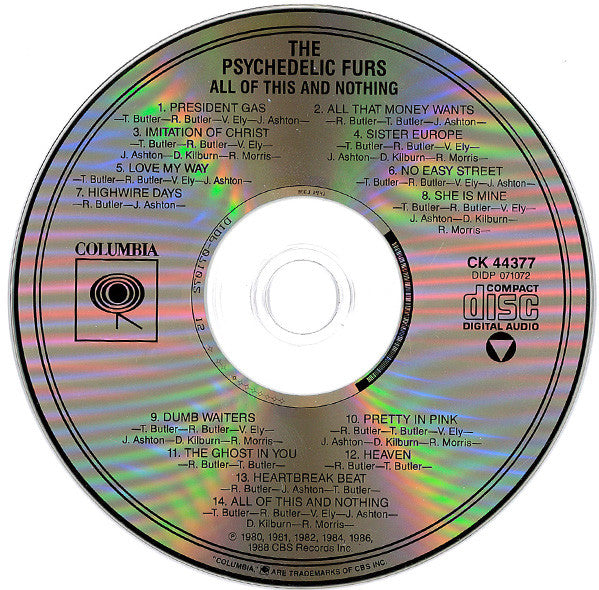 The Psychedelic Furs : All Of This And Nothing (CD, Comp, RP)