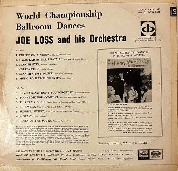 Joe Loss And His Orchestra* : World Championship Ballroom Dances (LP, Album)