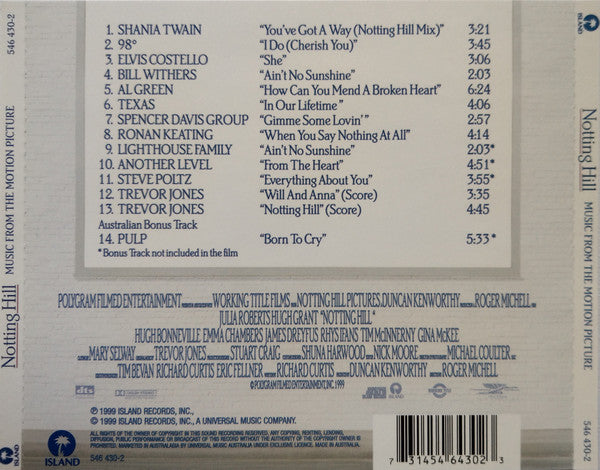 Various : Notting Hill (Music From The Motion Picture) (CD, Comp)