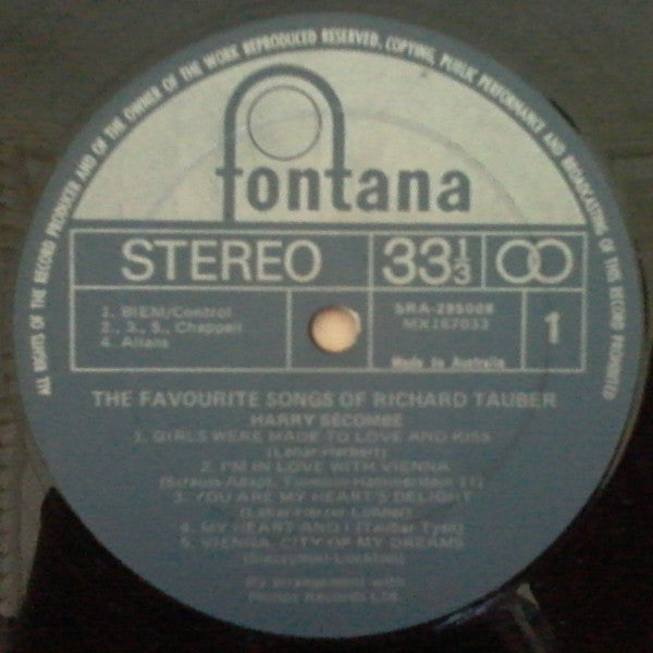 Harry Secombe : The Favourite Songs Of Richard Tauber (LP, Album)