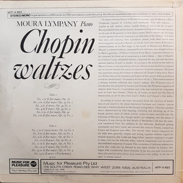 Moura Lympany* : Chopin Waltzes (LP)