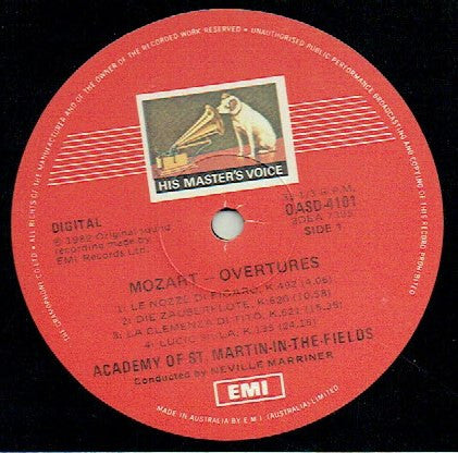 Mozart*, Neville Marriner*, Academy Of St. Martin-in-the-Fields* : Overtures (LP)