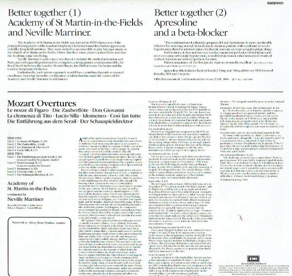 Mozart*, Neville Marriner*, Academy Of St. Martin-in-the-Fields* : Overtures (LP)