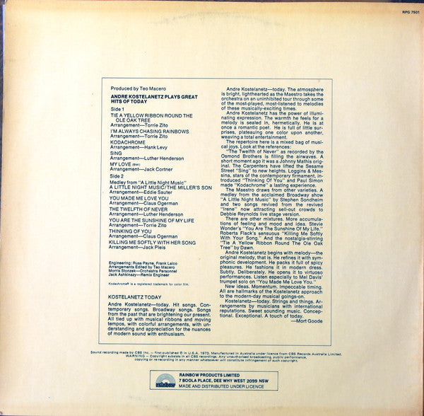 Andre Kostelanetz* : Andre Kostelanetz Plays Great Hits Of Today (LP, Album)