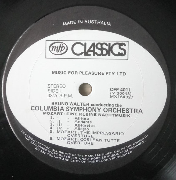 Mozart*, Bruno Walter, Columbia Symphony Orchestra : Bruno Walter Conducts Mozart (LP, Album)