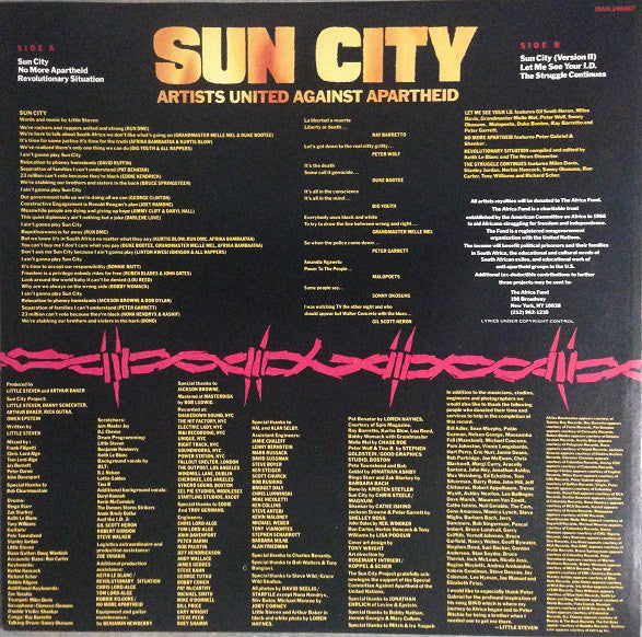 Artists United Against Apartheid : Sun City (LP, Album)