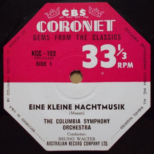 Wolfgang Amadeus Mozart - Bruno Walter Conducts Columbia Symphony Orchestra : Eine Kleine Nachtmusik (7", Mono)
