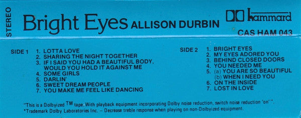 Allison Durbin : Bright Eyes (Cass, Album)