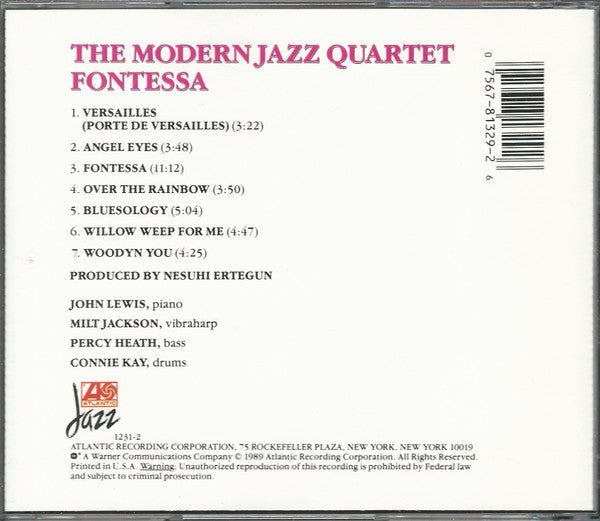 The Modern Jazz Quartet : Fontessa (CD, Album, RE)
