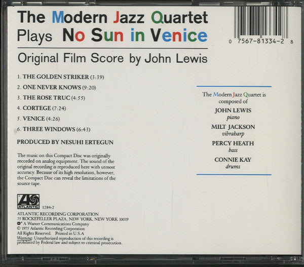 The Modern Jazz Quartet : No Sun In Venice (CD, Album, RE)