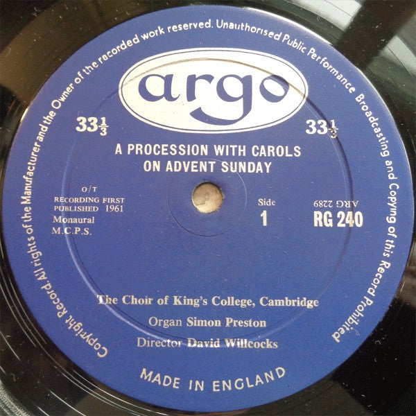 The Choir Of King's College, Cambridge* Directed By David Willcocks : A Procession With Carols (LP, Mono)