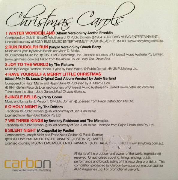 Various : Christmas Carols (CD, Comp, Promo)