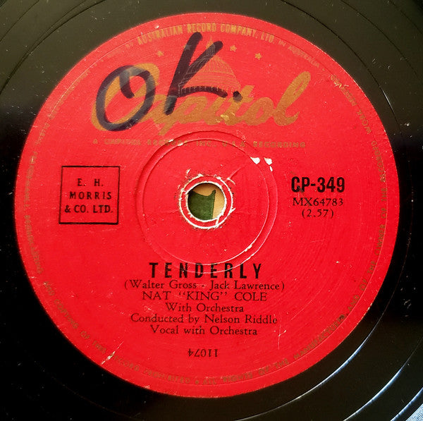 Nat "King" Cole* : Tenderly / A Little Street Where Old Friends Meet (Shellac, 10")