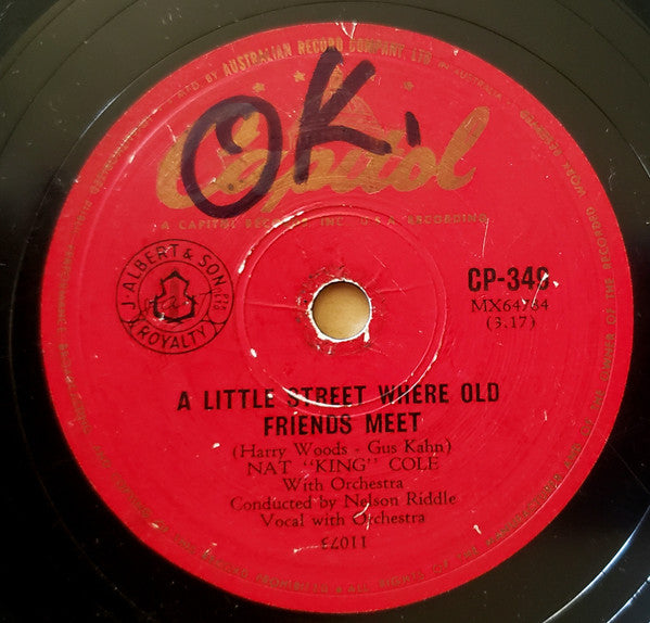 Nat "King" Cole* : Tenderly / A Little Street Where Old Friends Meet (Shellac, 10")