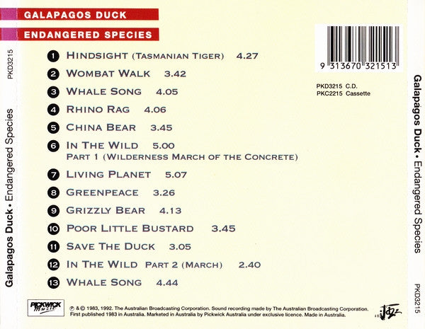 Galapagos Duck : Endangered Species (CD, Album, RE)