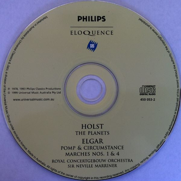 Holst* / Elgar* · Royal Concertgebouw Orchestra* · Sir Neville Marriner : The Planets / Pomp & Circumstance Marches Nos. 1 & 4 (CD)
