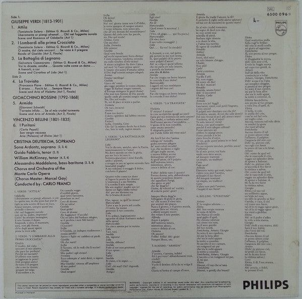 Cristina Deutekom, Bellini*, Rossini*, Verdi* : Cristina Deutekom Singt Bellini, Rossini, Verdi (LP, Album)