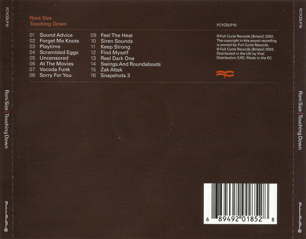 Roni Size : Touching Down (CD, Album, Mixed, Jew)