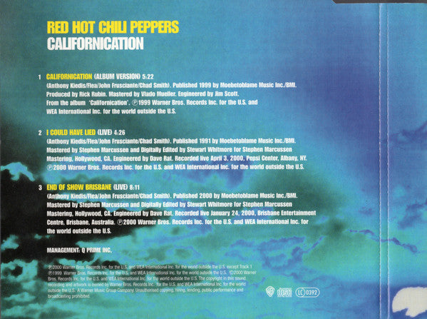 Red Hot Chili Peppers : Californication (Minimax, Single, Ltd, Num, CD1)