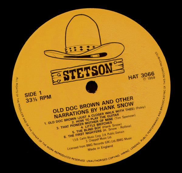 Hank Snow : Old Doc Brown And Other Narrations By Hank Snow (LP, Album, Mono, RE)